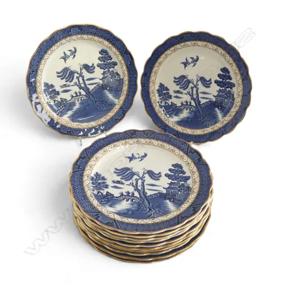 SET 12 BOOTHS REAL OLD WILLOW LUNCHEON PLATES, D.210mm