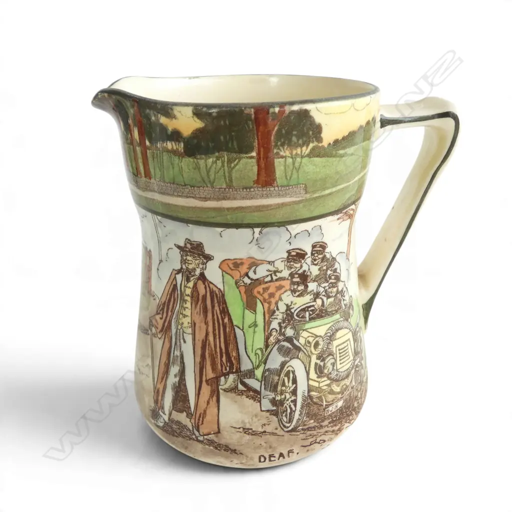 EARLY ROYAL DOULTON MOTORING JUG 'DEAF', H.150mm Image 1++