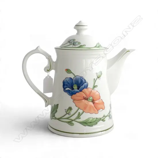 VILLEROY & BOCH COFFEE POT ‘AMAPOLA’ PATTERN WEST GERMANY, H.220mm