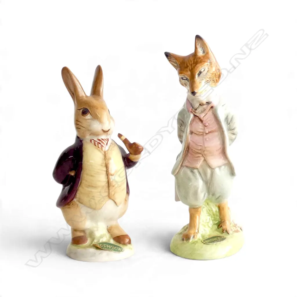 2 BESWICK BEATRIX POTTER; FOXY WHISKERED GENTLEMAN H.125mm, MR BENJAMIN BUNNY Image 1++