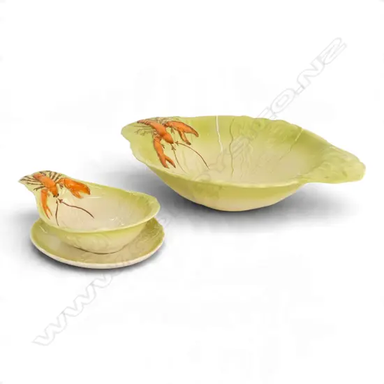 CARLTON WARE LOBSTER BOWL & SAUCE BOAT W.340mm