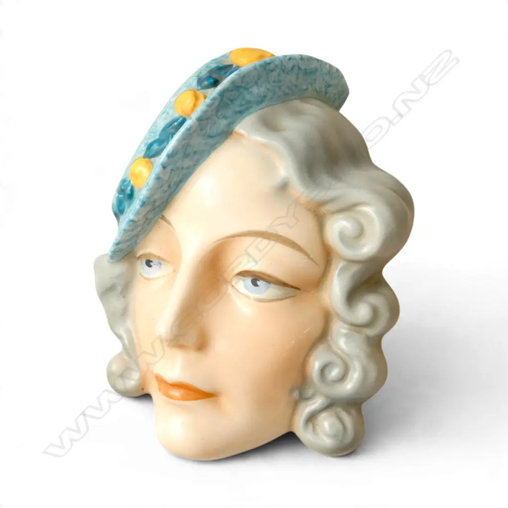 CZECH HAND-PAINTED ART DECO WALL HEAD H.175mm Image 1++