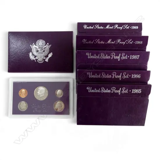 6 UNITED STATES MINT PROOF SETS 1984-1989 in ORIGINAL PACKAGING