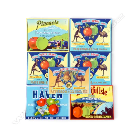 6 REPRODUCTION FRUIT LABELS 210x275mm