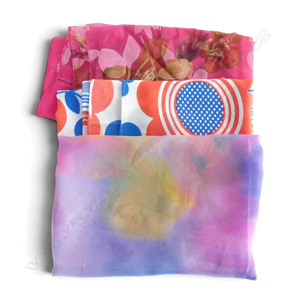 3 SCARVES; MIRANDA P. CHCH, & 2 PINK SILK Image 1++