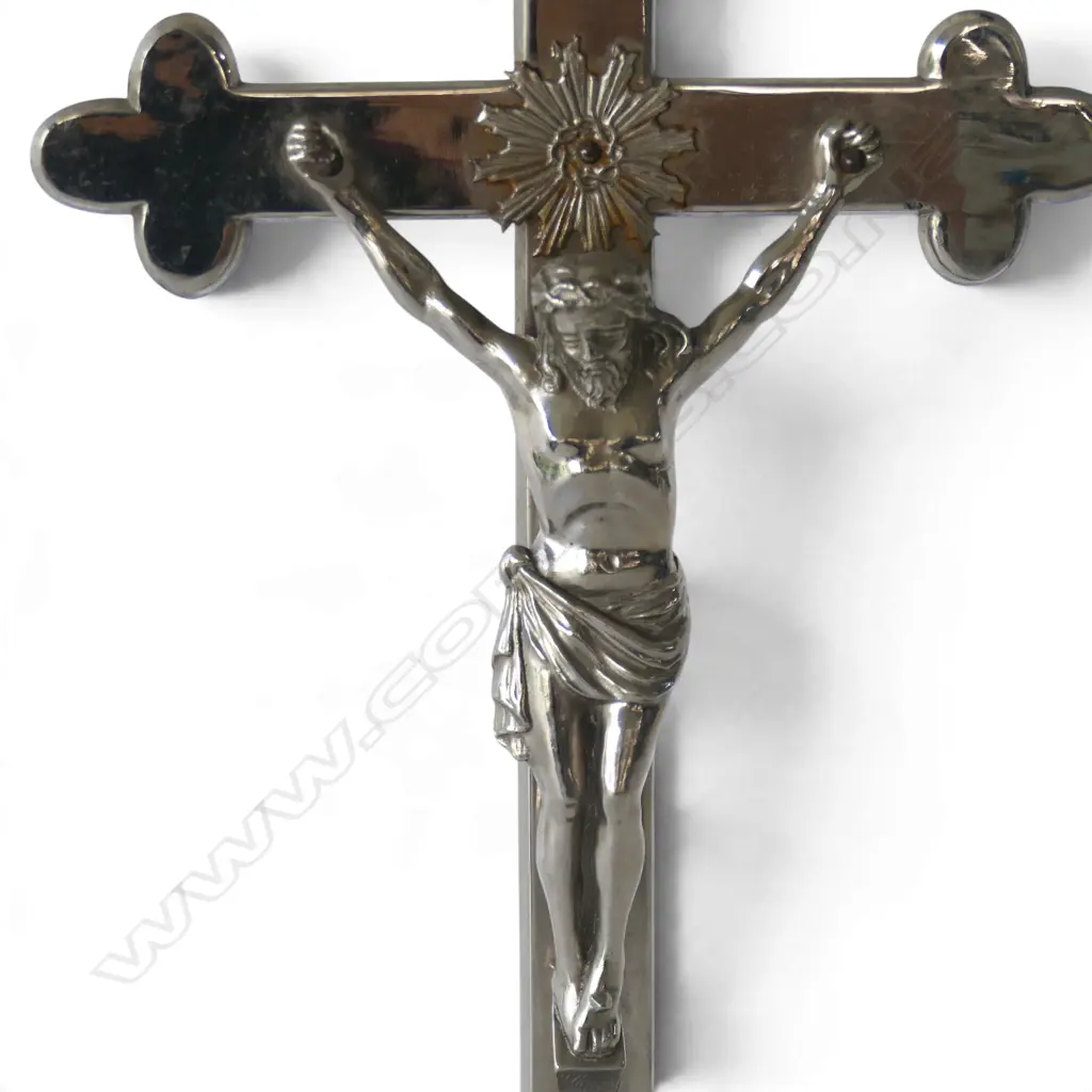 CHROMED METAL CRUCIFIX H.325mm Image 1++
