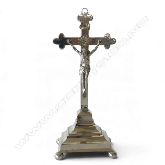 CHROMED METAL CRUCIFIX H.325mm