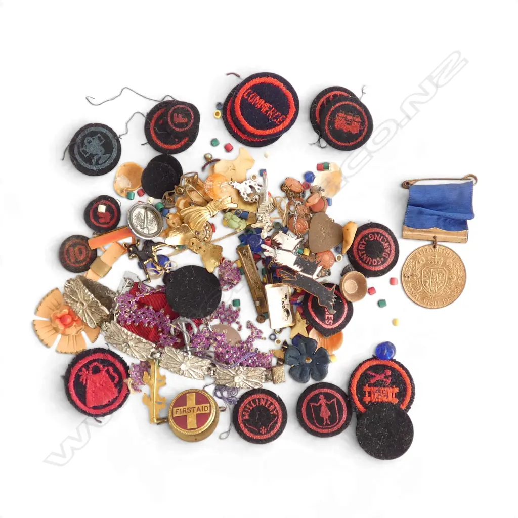 ASST. VINTAGE BADGES, PINS Incl. GIRL GUIDES etc Image 1++