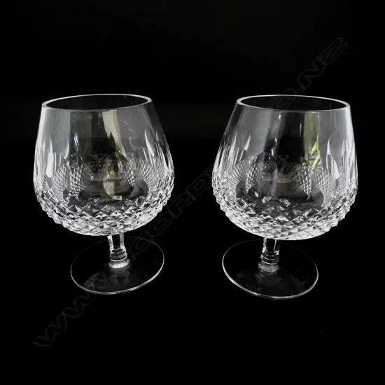PAIR LARGE WATERFORD CUT CRYSTAL BRANDY BALLOONS ‘COLLEEN’ PATTERN, ETCHED STAMP, H.130mm