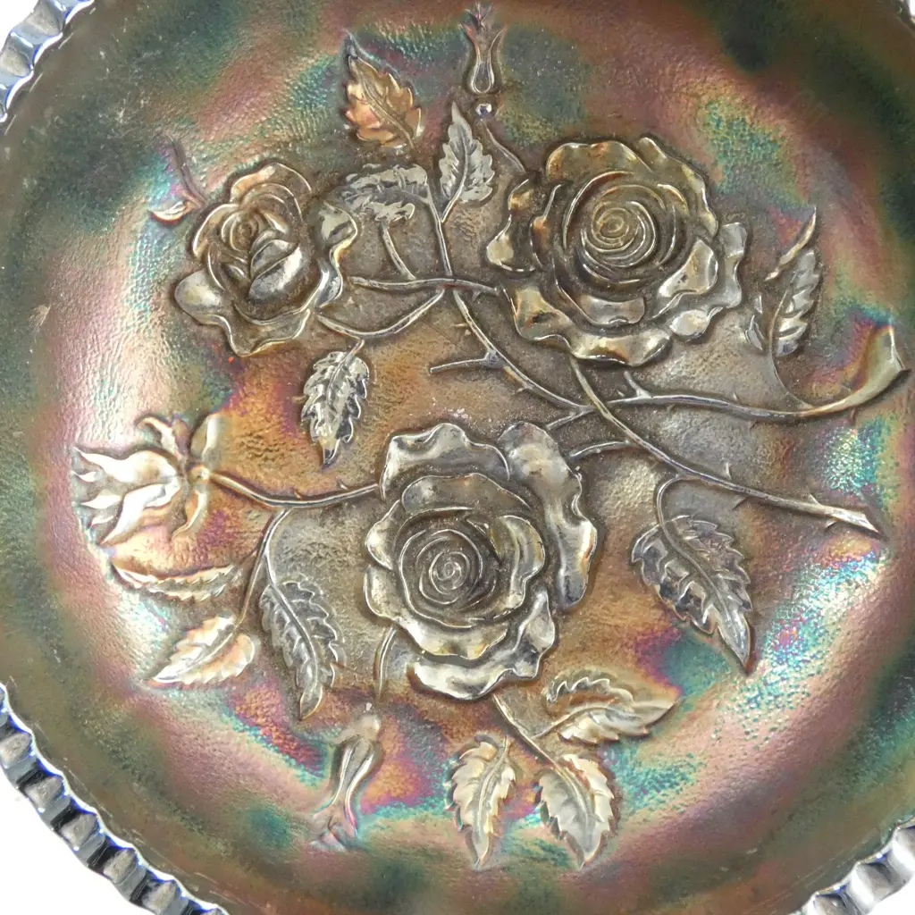CARNIVAL GLASS FOOTED BOWL Dia.190mm Image 1++