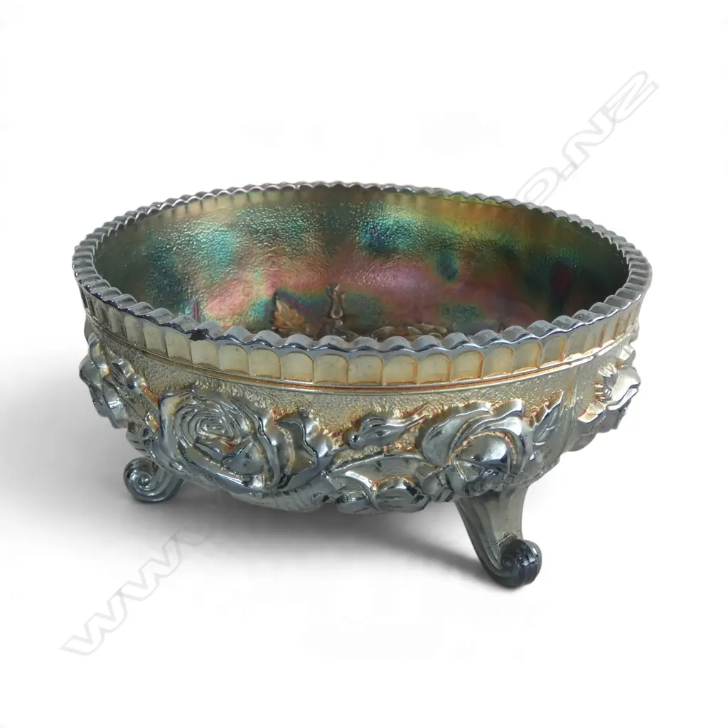 CARNIVAL GLASS FOOTED BOWL Dia.190mm Image 1++