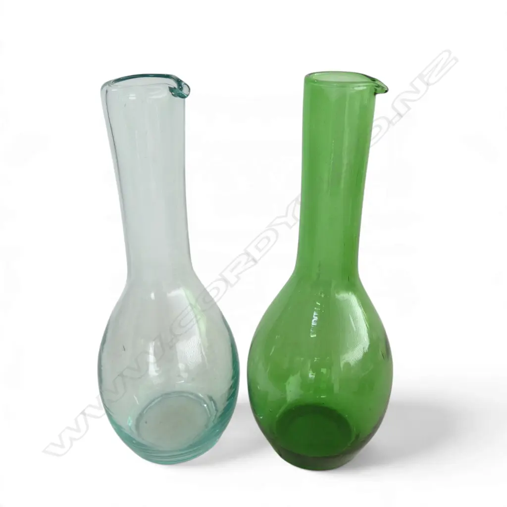TWO LE VERRE BELDI HAND-BLOWN GLASS CARAFES MOROCCO 900mls, H.280mm  Image 1++