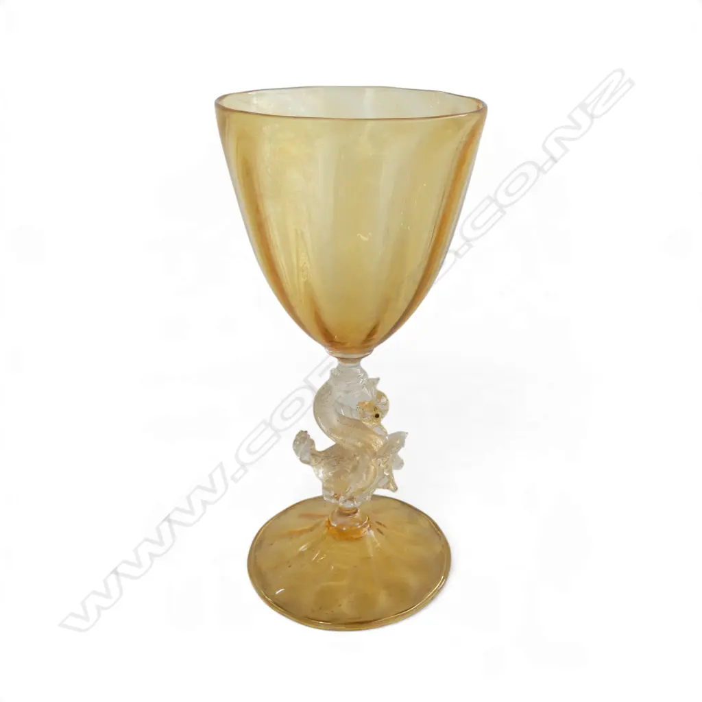 MURANO GLASS GOBLET BY SALVIATI swan form neck w. wing missing H.180mm Image 1++