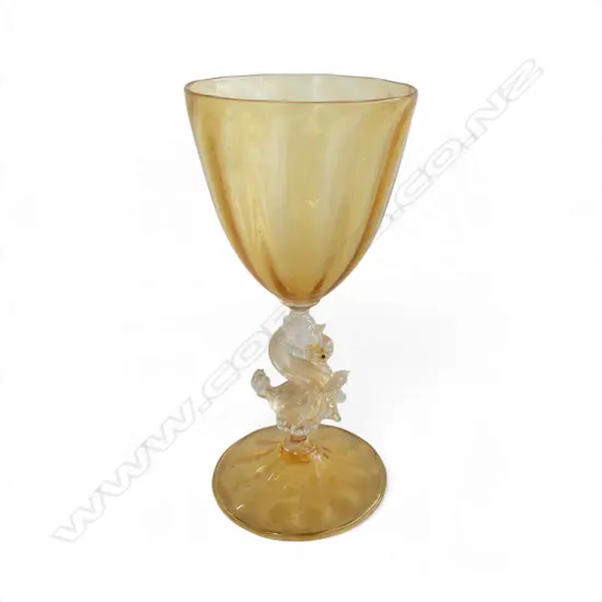 MURANO GLASS GOBLET BY SALVIATI swan form neck w. wing missing H.180mm
