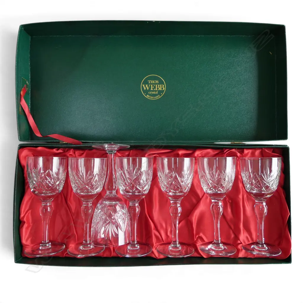 7 WEBB CRYSTAL WINE GLASSES H.180mm, BOXED Image 1++