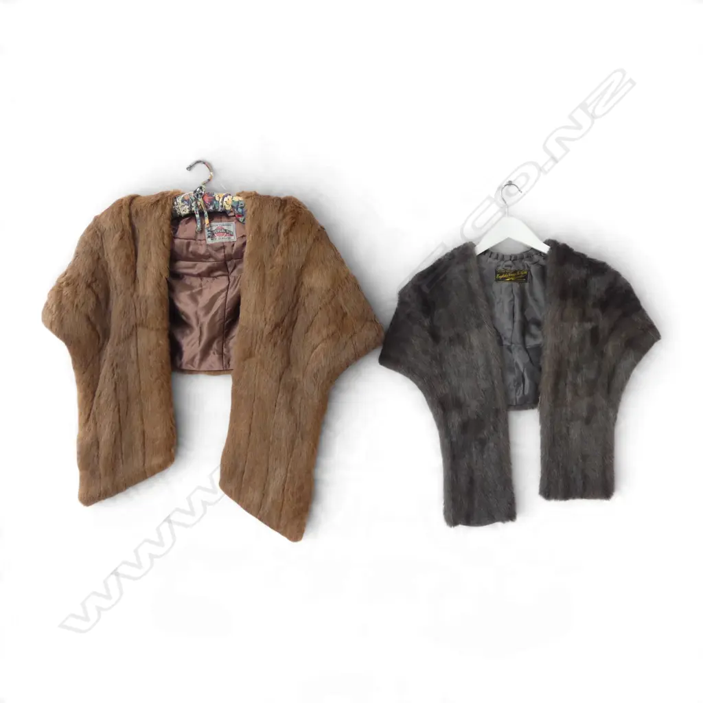 GREY MINK STOLE AND BROWN RABBIT STOLE Image 1++