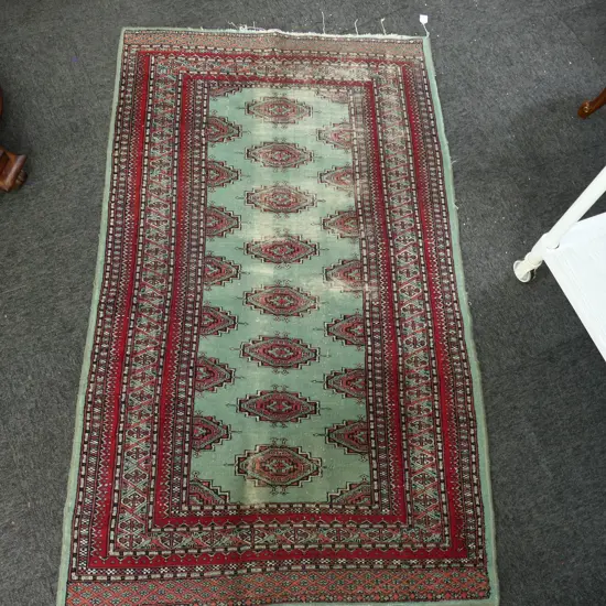 HAND KNOTTED WOOL PILE RUG worn pile 1650x980mm
