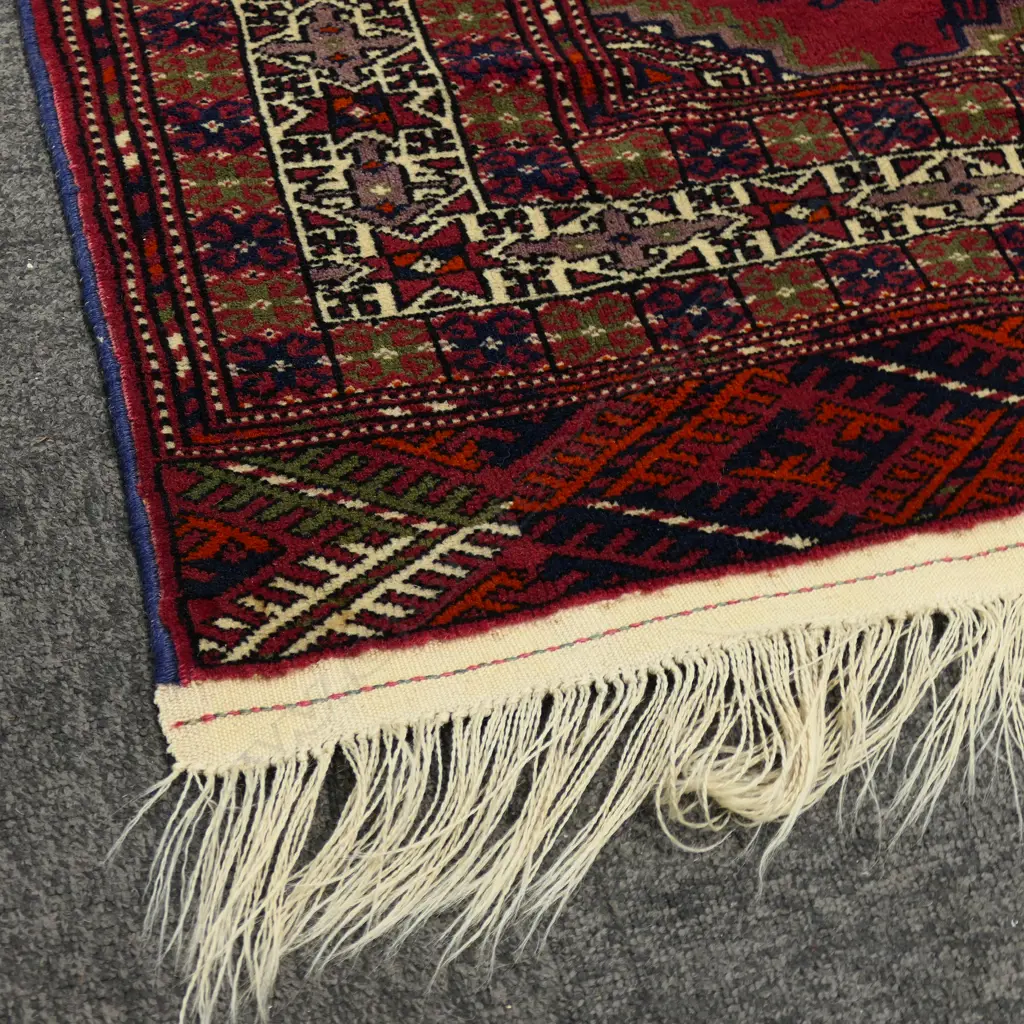 VINTAGE AFGHAN TURKOMAN BOKHARA ALL WOOL RUG. Silky finish. 1500 x 990mm Image 1++