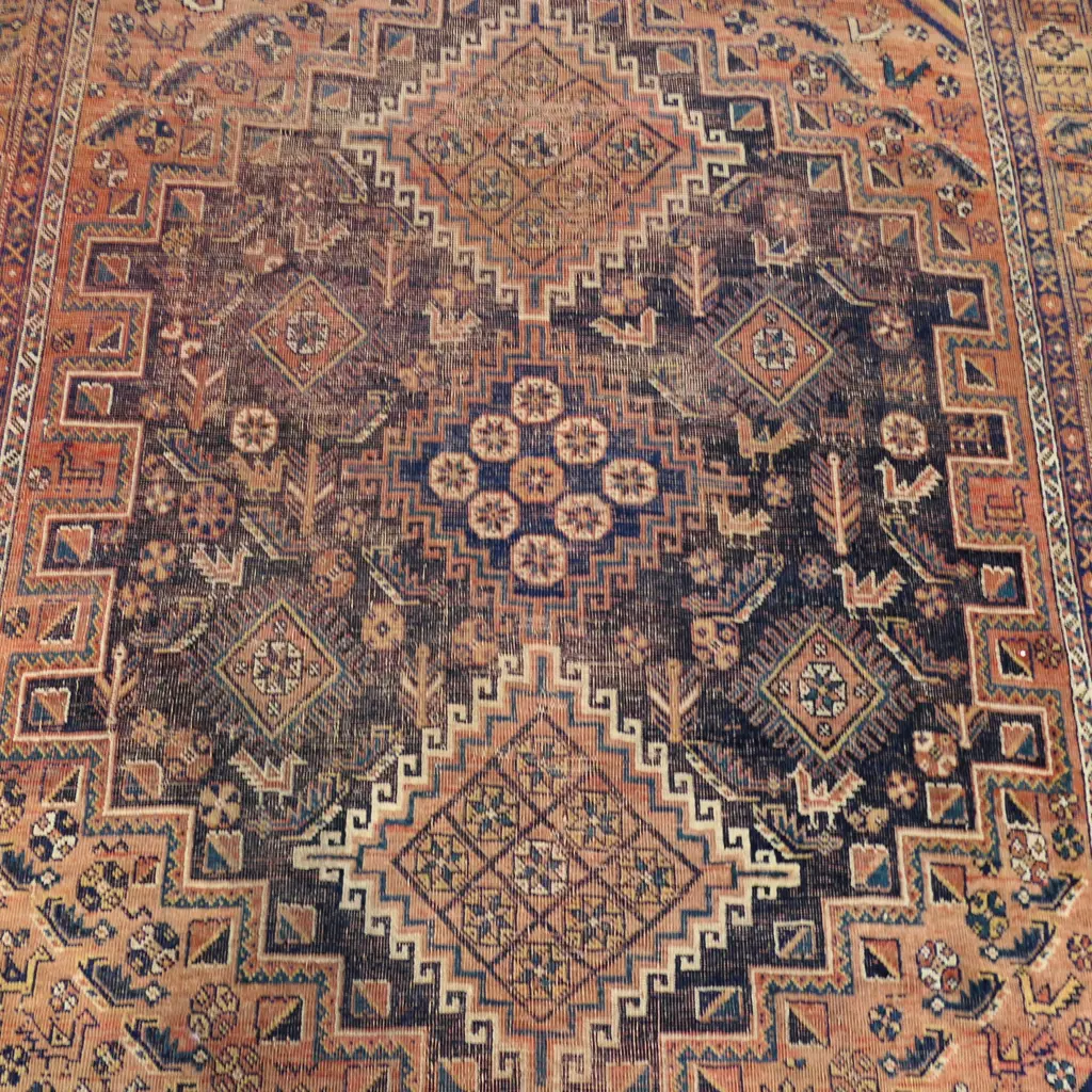 VINTAGE PERSIAN HAND KNOTTED ALL WOOL RUG faults 1800x1440mm Image 1++