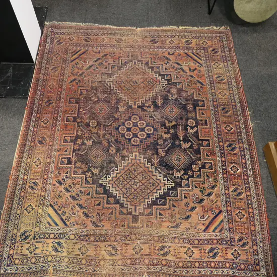 VINTAGE PERSIAN HAND KNOTTED ALL WOOL RUG faults 1800x1440mm