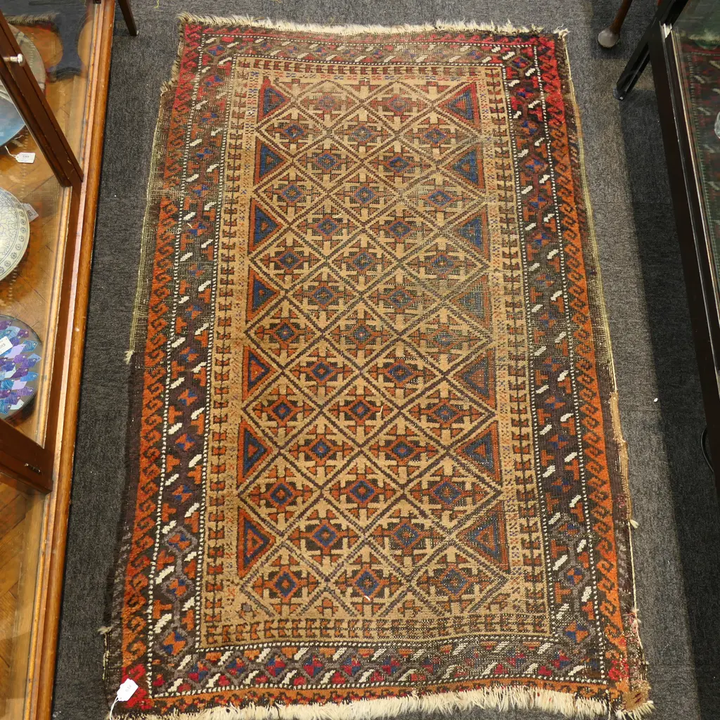 VINTAGE BALUCH HAND KNOTTED ALL WOOL 1600x1010mm Image 1++