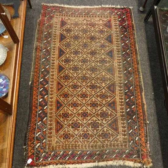 VINTAGE BALUCH HAND KNOTTED ALL WOOL 1600x1010mm