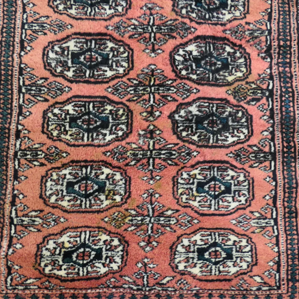 2 HAND KNOTTED WOOL PILE RUGS (LARGER w. MARKS) 960x630mm Image 1++