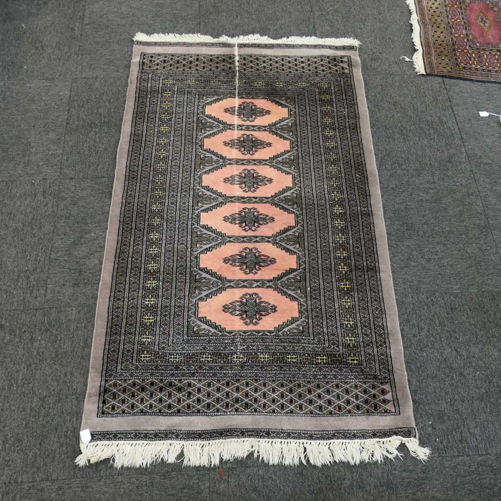 HAND KNOTTED WOOL PILE RUG (GREY AND PINK TONES)  1640 X 940MM (FAULTS) Image 1++