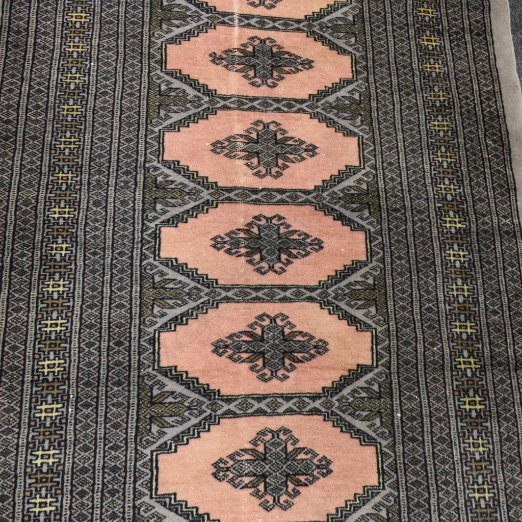HAND KNOTTED WOOL PILE RUG (GREY AND PINK TONES)  1640 X 940MM (FAULTS) Image 1++