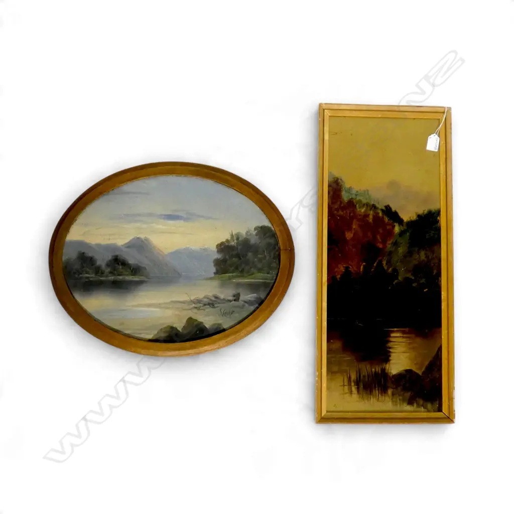 2 COLONIAL LANDSCAPE OILS 625x240mm Image 1++