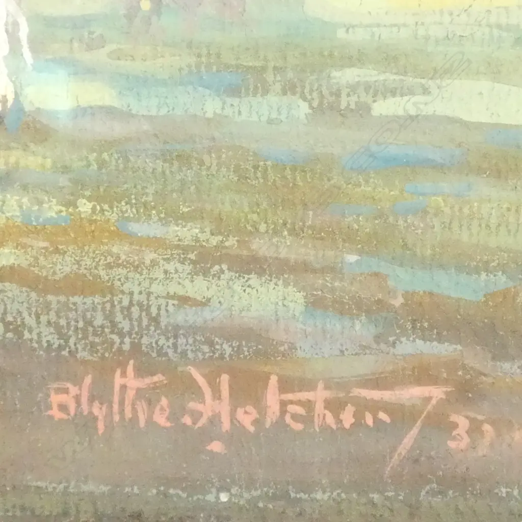BLYTHE FLETCHER, LANDSCAPE w. COWS, GOUACHE, SIGNED & DATED '37 135x690mm  Image 1++