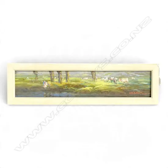 BLYTHE FLETCHER, LANDSCAPE w. COWS, GOUACHE, SIGNED & DATED '37 135x690mm 