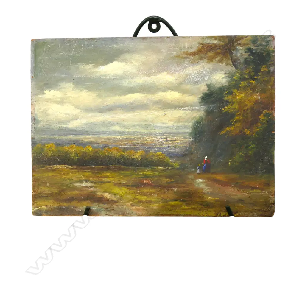 ARTIST UNKNOWN, possibly BARBIZON SCHOOL STYLE, OIL ON PANEL 265x355mm Image 1++