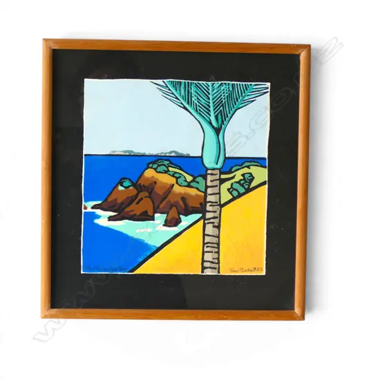 TOM BURNETT 'HORSESHOE BAY' SCREENPRINT 46/90, SIGNED, 215 X 205MM  (NOTE: SOME FOXING)