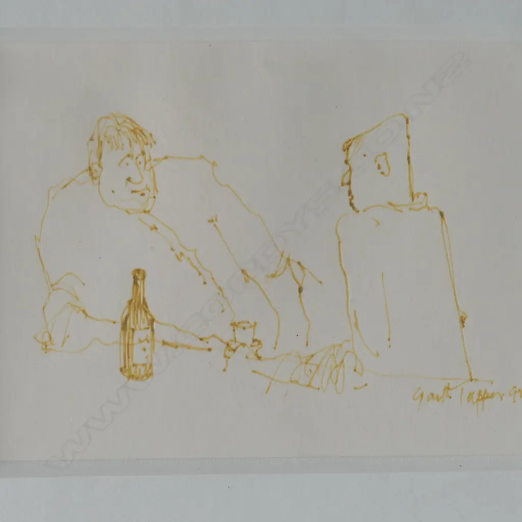GARTH TAPPER, PUB SCENE, INK ON PAPER, SIGNED AND DATED 92, 95 X 125MM (NOTE, INK FADED) Image 1++