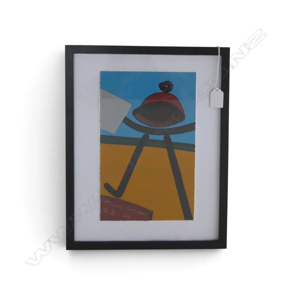EION STEVENS, 'TOWN CRIER' 2006, FRAMED ACRYLIC ON PAPER, SIGNED AND TITLED, 280 X 175MM Image 1++