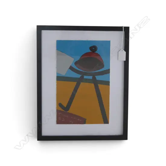 EION STEVENS, 'TOWN CRIER' 2006, FRAMED ACRYLIC ON PAPER, SIGNED AND TITLED, 280 X 175MM