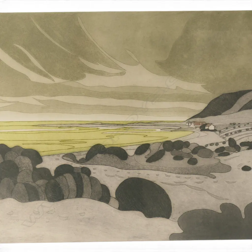 JOHN BRUNSDON 'DUNES AT PORTEYNON BAY' ETCHING 106/150 470x610mm Image 1++