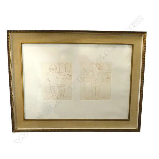 ARTIST UNKNOWN, DOUBLE PRINT, SIGNED & DATED 1973, 485x680mm