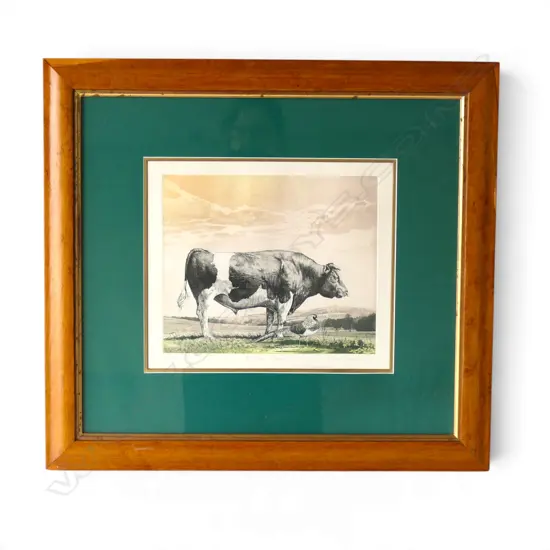 SIMON BULL 'FRIESAN BULL' ETCHING 148/200 290x340mm frame veneer losses