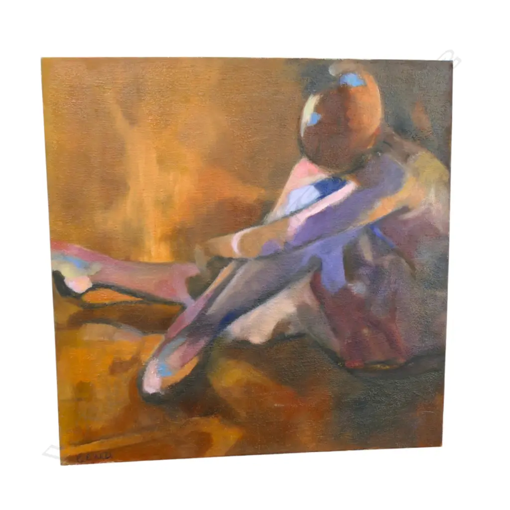 CHRISTIANA WARD, RESTING BALLERINA, OIL ON CANVAS, SIGNED, 505 X 505MM Image 1++