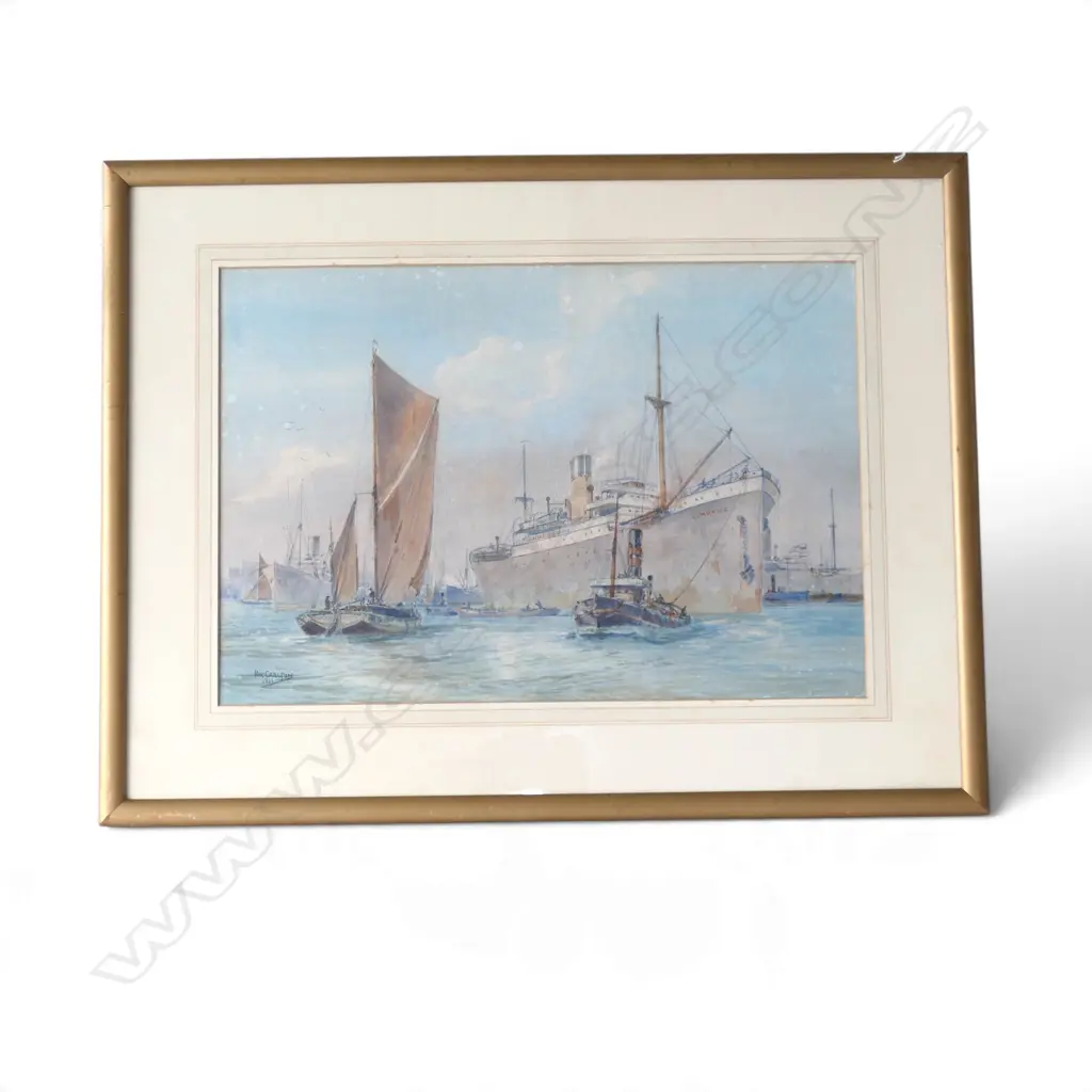 RIX CARLTON, HARBOUR SCENE, WC, SIGNED & DATED 1933 350x515mm Image 1++