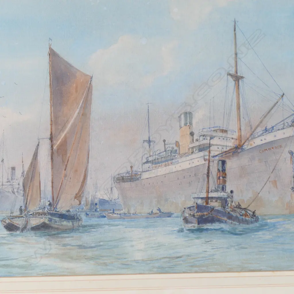 RIX CARLTON, HARBOUR SCENE, WC, SIGNED & DATED 1933 350x515mm Image 1++