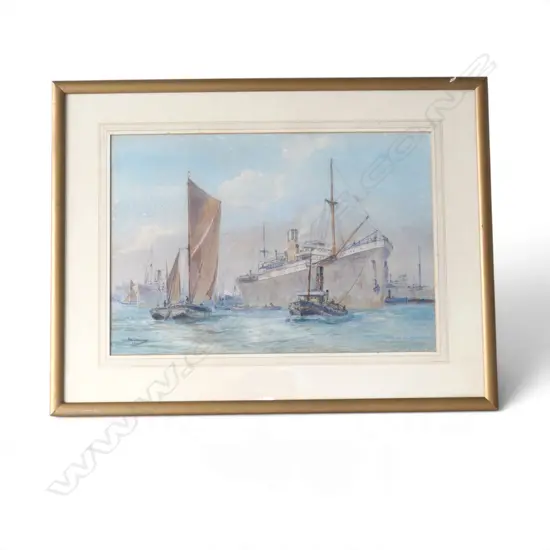 RIX CARLTON, HARBOUR SCENE, WC, SIGNED & DATED 1933 350x515mm