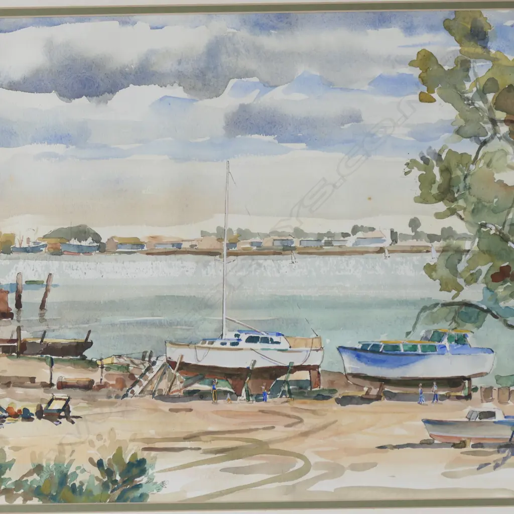 M. F. STRINGFIELD 'SULPHUR POINT TAURANGA' WC, SIGNED & DATED 1969 340x480mm Image 1++