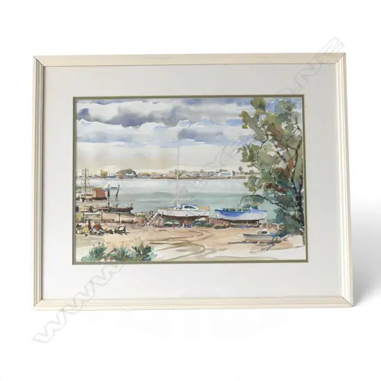 M. F. STRINGFIELD 'SULPHUR POINT TAURANGA' WC, SIGNED & DATED 1969 340x480mm