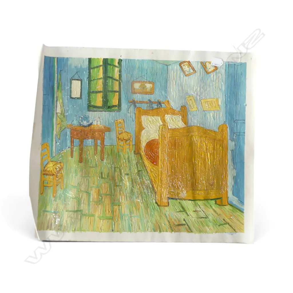 AFTER VINCENT VAN GOGH OIL PAINTING 'The Bedroom in Arles' 520 x 620mm.  Image 1++