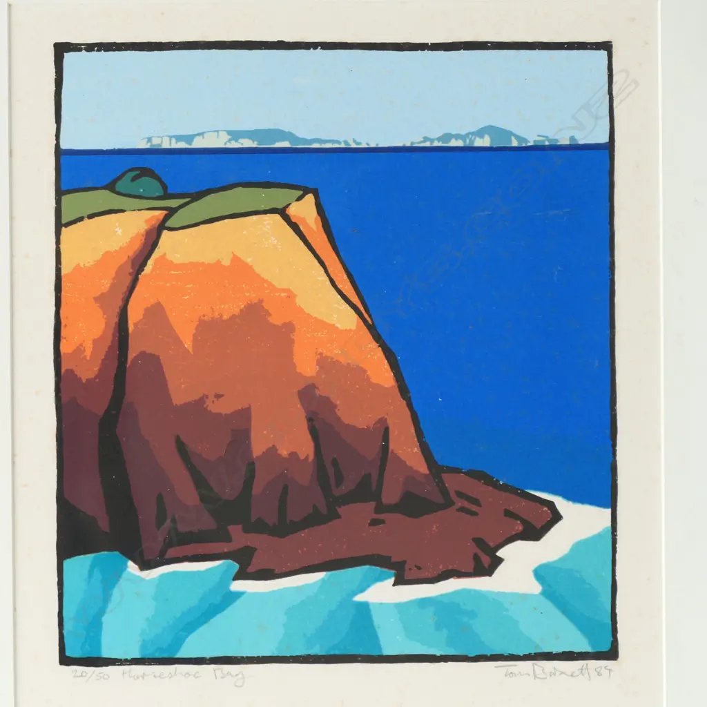TOM BURNETT 'HORSESHOE BAY' & 'PARE PAREA' SCREENPRINTS (2) 20/50 & A/P, SIGNED, 285 X 255MM & 390 X 260MM Image 1++
