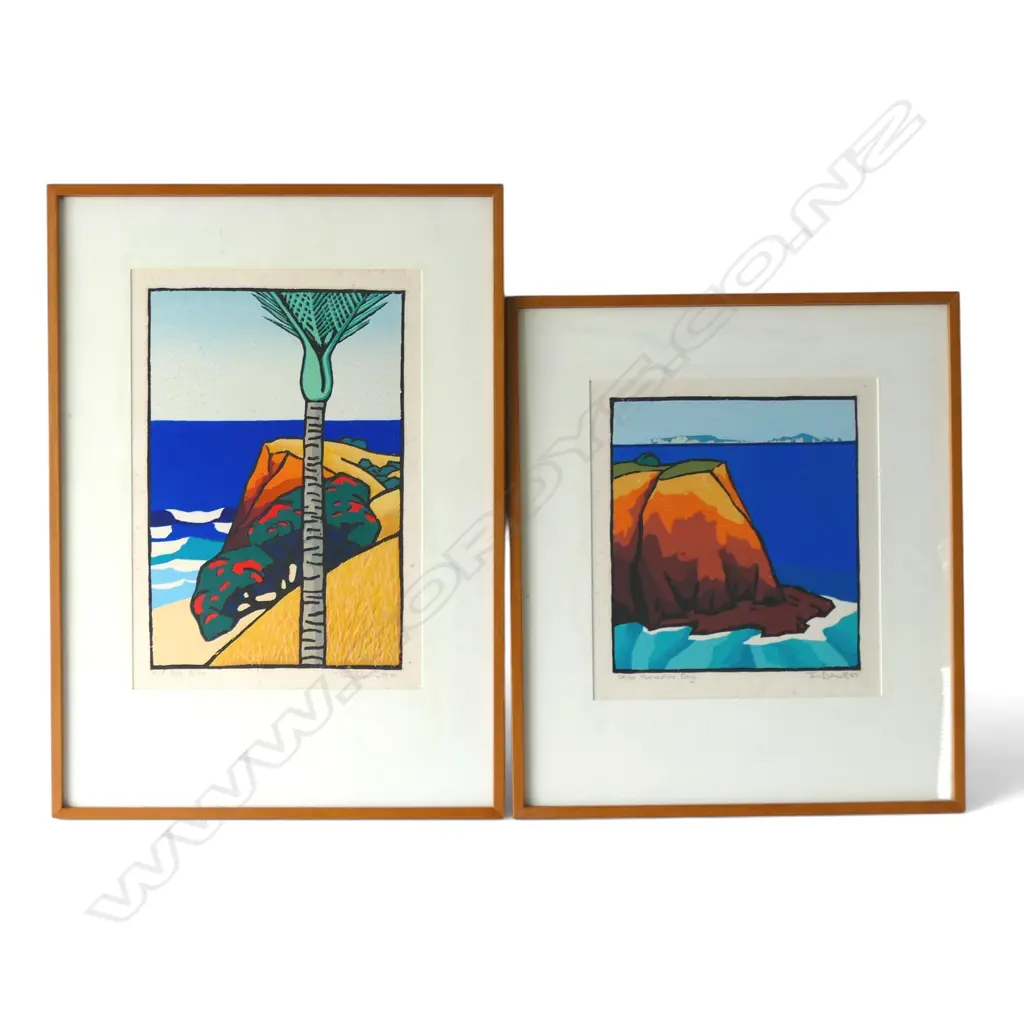 TOM BURNETT 'HORSESHOE BAY' & 'PARE PAREA' SCREENPRINTS (2) 20/50 & A/P, SIGNED, 285 X 255MM & 390 X 260MM Image 1++