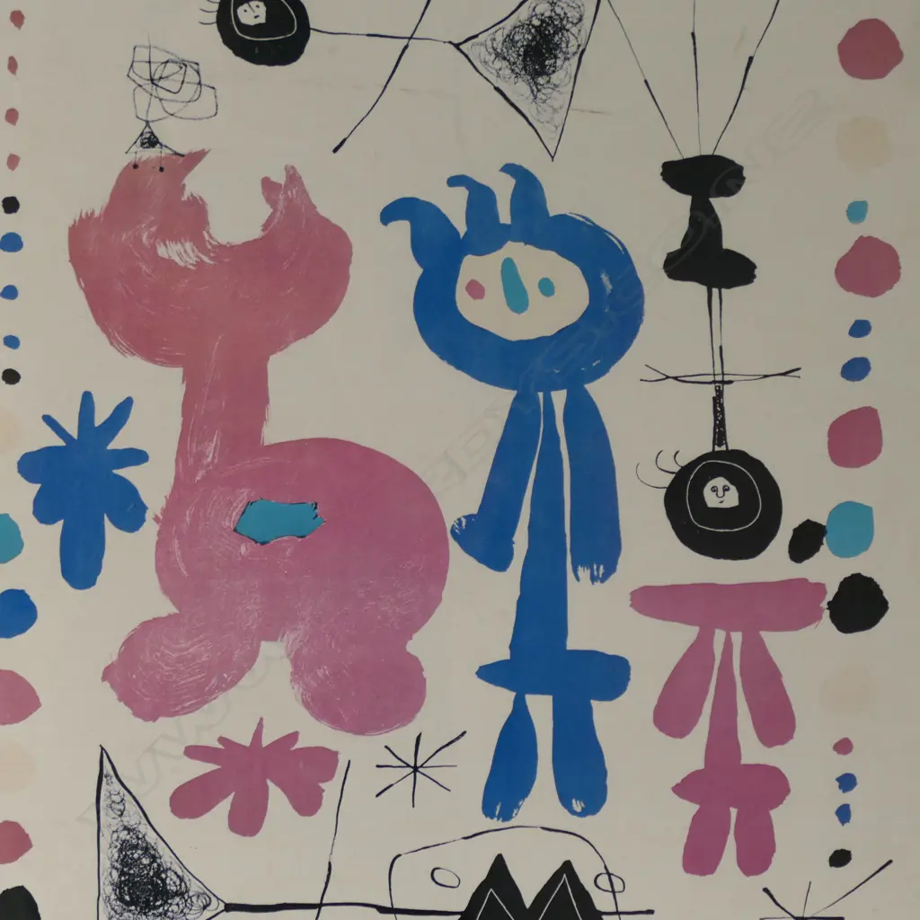 JOAN MIRO, FRAMED POSTER PRINT KREFELD KAISER WILHELM MUSEUM, fading 485x380mm Image 1++